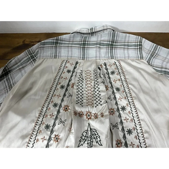 Ali Miles XL Tunic Top Flannel Gray Embroidered Back - Picture 10 of 11